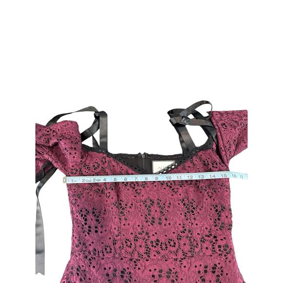 Alexis Burgundy Whimsigoth Guipure Lace Sophia‎ Cocktail Mini Dress Size Small - Picture 12 of 14